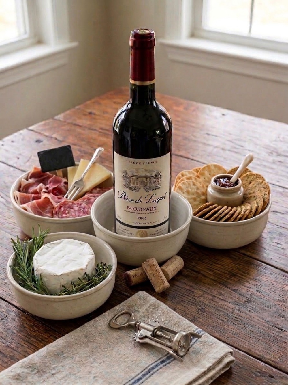 Vintage 5.5” Stoneware Wine Bottle Coaster Set of 4 – Oversized Coasters